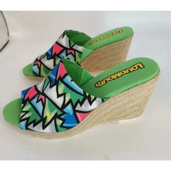 Loudmouth Sandals Open Toe Wedge Tropical Size 11 M Fabric New - Picture 3 of 9